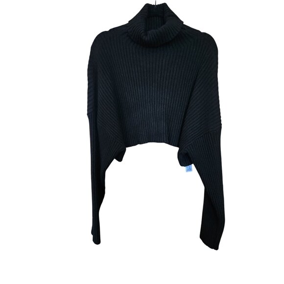 Zara Black Ribbed Knit Turtleneck Cropped Sweater Womens Size XS NWT - Picture 2 of 3